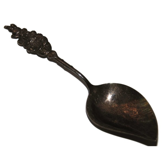 1964 Vintage REED BARTON Silver Plate Jelly Server Harlequin Apple Blossom Spoon - Picture 2 of 7